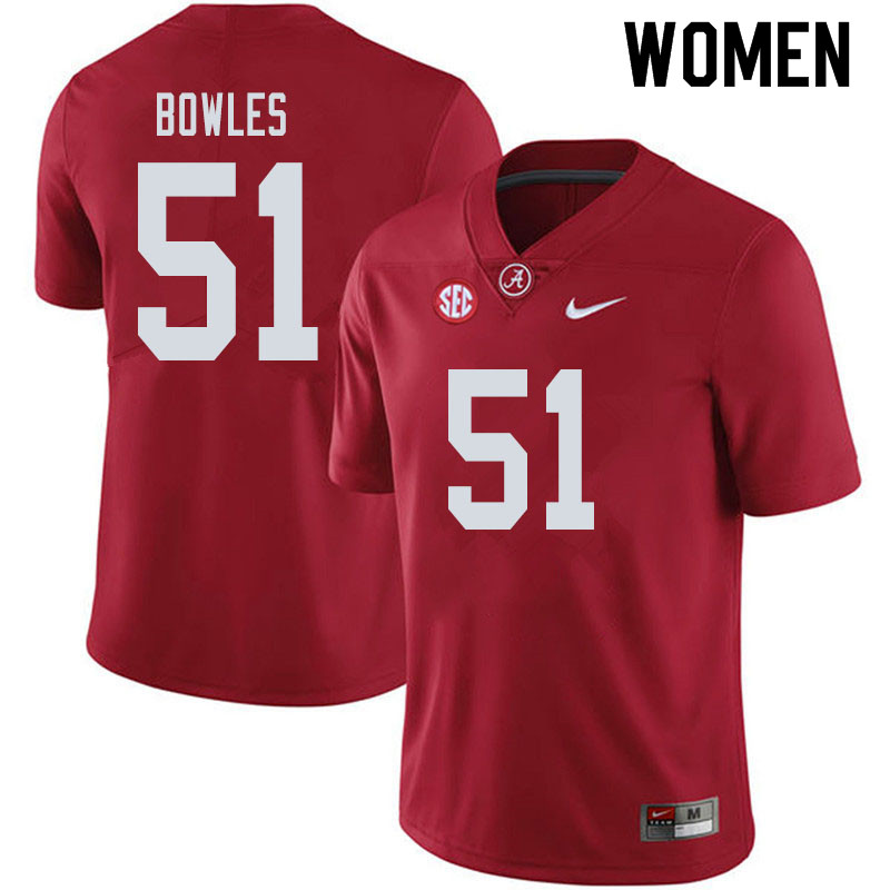 Women #51 Tanner Bowles Alabama Crimson Tide College Football Jerseys Sale-Crimson